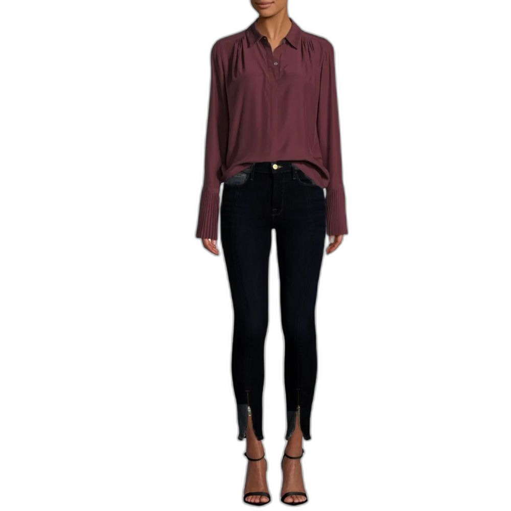FRAME Le High Skinny Split Zip-Hem Ankle Jeans in Noir 29